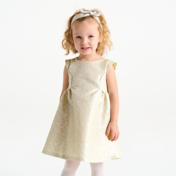 فستان أنيق من الجاكار اللامع، اللون بيج للبنات الرضع